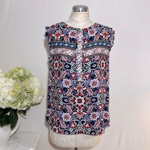 Loft Vibrant Floral Short Sleeve Top